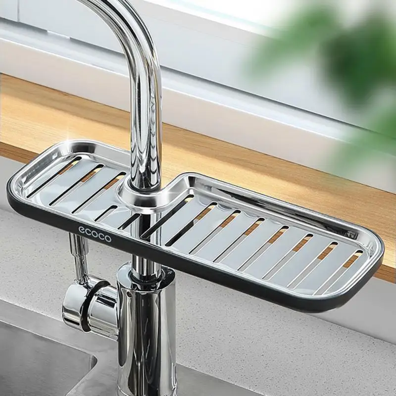 Stainless Steel Faucet Shelf Kitchen Utensils Sink Storage Rack Sink Cloth Drain Basket Faucet Towel Rack Kitchen Accesorries