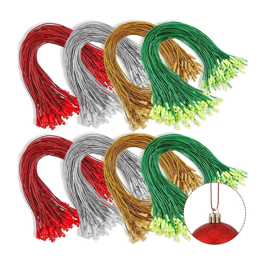 

100Pcs Christmas Ornaments Hanger String Ornament Hook Ropes Precut String with Snaps Locking for Xmas Ornament Hanging Decor