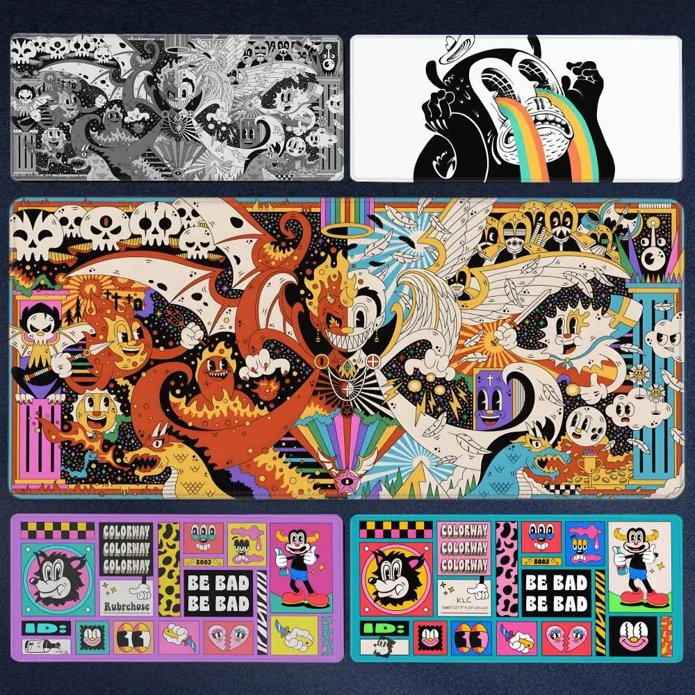 

Japan Kawaii Deskmat Rubrehose Mouse Pad Gaming Large Mousepad Black And White Mouse Mats Office Carpet Game Accessories Playmat