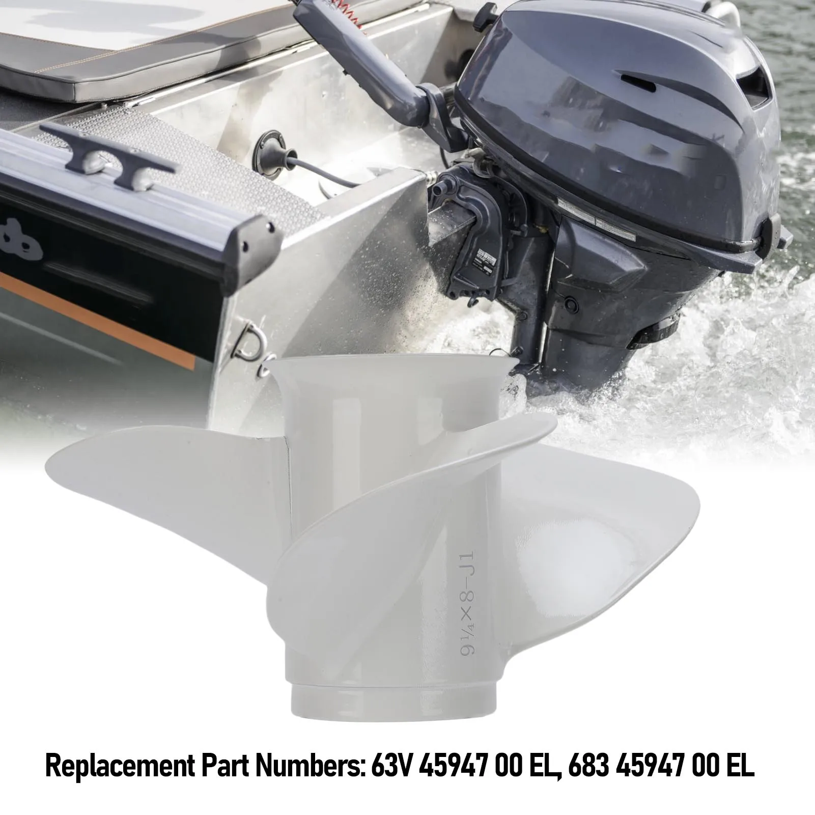 

9 1/4x8-J1 Outboard Propeller 683 45947 00 EL 3 Blades Boat Engine Aluminum Alloy Propeller for 9.9HP-15HP Outboard Engine
