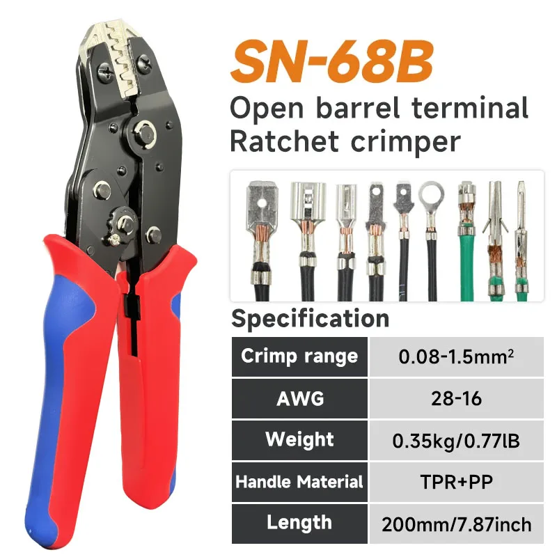 مجموعة كماشة العقص SN-68B 5 طقم فكي لـ 2.8 4.8 6.3 VH2.54 3.96 2510/أنبوب/محطات محمولة أدوات المشبك الكهربائي