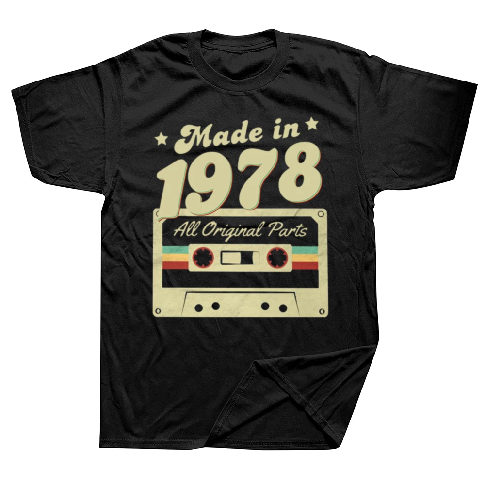 Vintage 1978 Music Cassette 46th Birthday Gifts 46 Years Old Tee Tops Round Neck Fashion Tshirt Clothing Casual Basic T-shirts