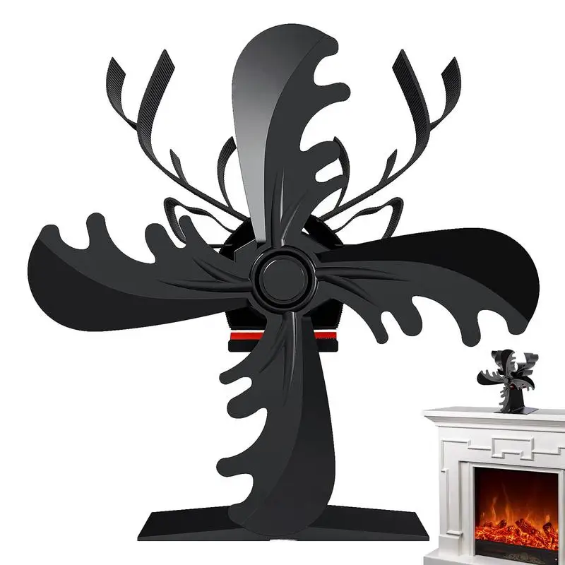 

Christmas Themed Fireplace Fan 4 Leaf Wood Stove Accessories Elk Design Fireplace Blower Fan Heater Stove Fan Pellet Stove Fan