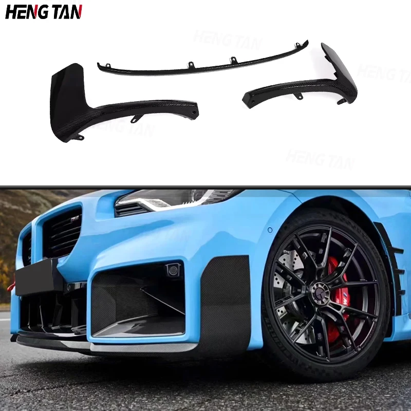 

For BMW M2 G87 M2 2023+ Dry Carbon Fiber Car Front Bumper Front Lip Diffuser Chin Spoiler Splitter Parts Body kit