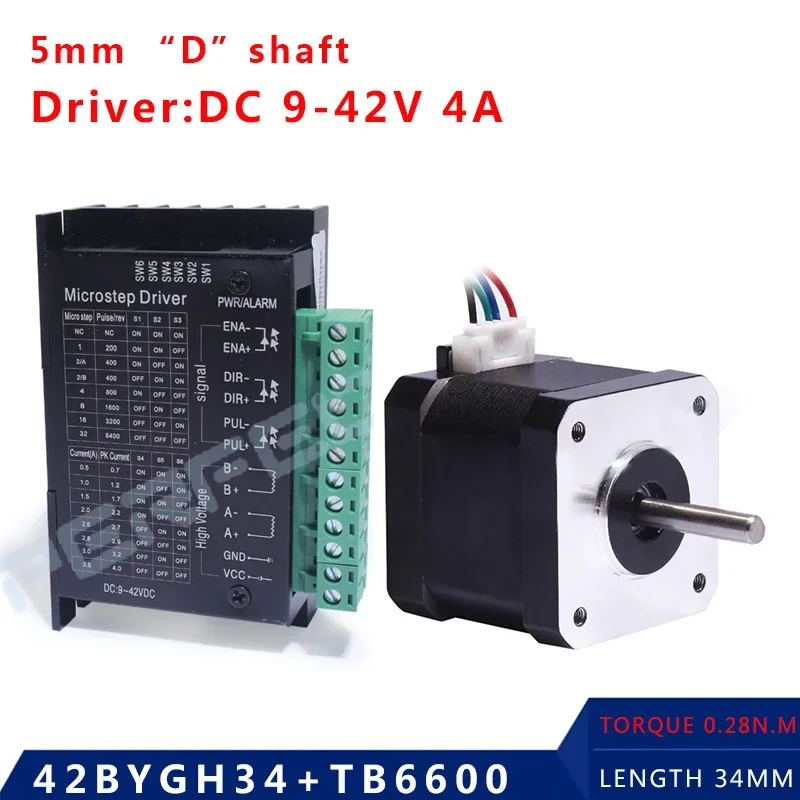 Nema17 42BYGH34 4-lead Nema 17 Stepper Motor 42 motor 42BYGH 0.28N 34mm with TB6600 CNC Laser Grind Foam Plasma Cut