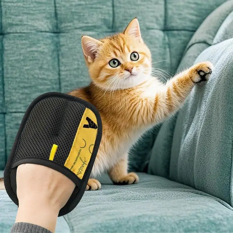 

Pet Grooming Gloves Static Dedusting Brush Pet Hair Remover Removing Dog Cat Hair From Sofa Carpet Clothes Double-Sided Gloves