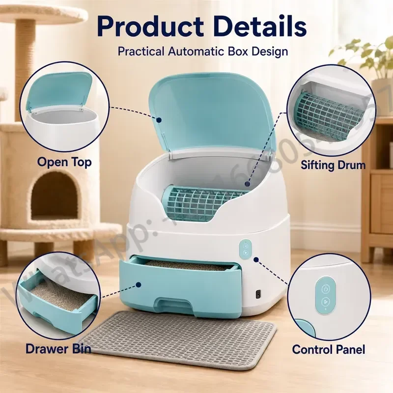 Self Cleaning Cat Box for busy homes with automatic waste separation to reduce scooping and odor buildup daily