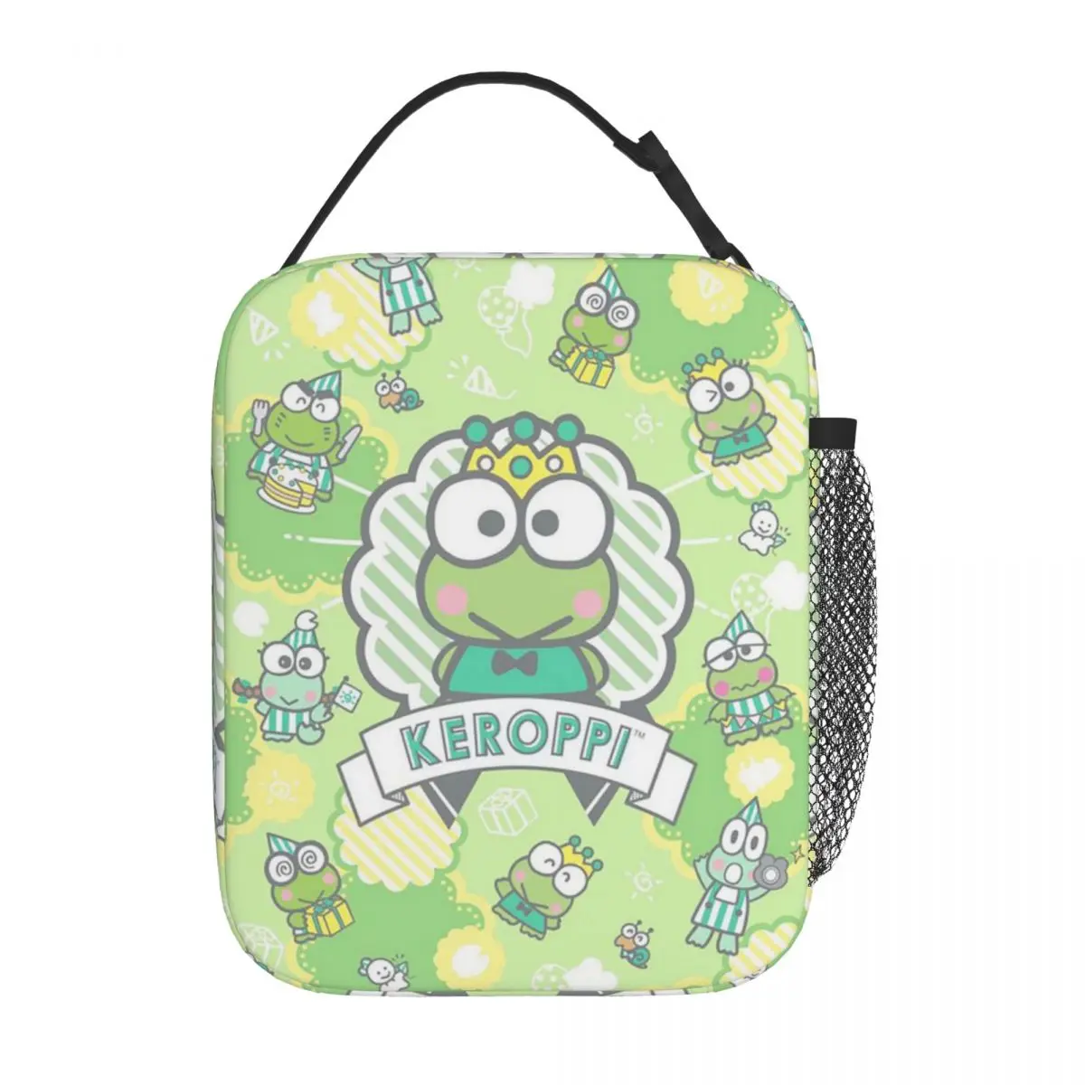 Custom Kawaii Keroppi Thermal Insulated Lunch Bags Women Resuable Lunch Box for Work School Travel Storage Food Tote Bags