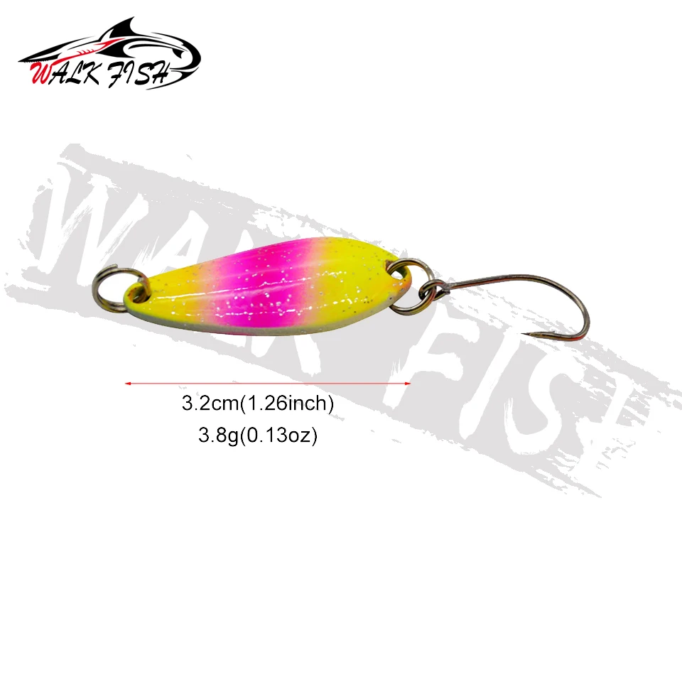 WALK FISH Trout Bait 3.8g Metal Colorful Spoon Fishing Lure Single Hook Wobbler Casting Jigging Tackle Accessories Pesca Chub