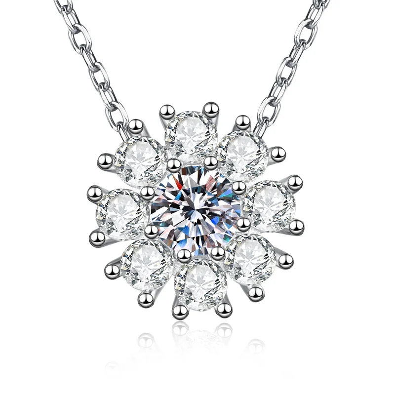 

XL535 Lefei Fashion Luxury Classic Moissanite Color D 0.5ct Sunflower Necklace For Charm Women 925 Sterling Silver Party Jewelry
