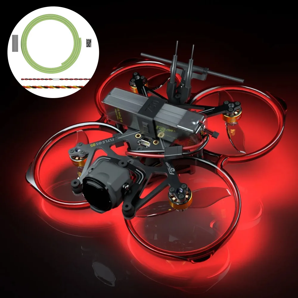 Tira de LED Flexible Flywoo con 3,3 V BEC 2,7mm de ancho 1M de longitud impermeable para Dron FPV piezas de luz voladora nocturna DIY