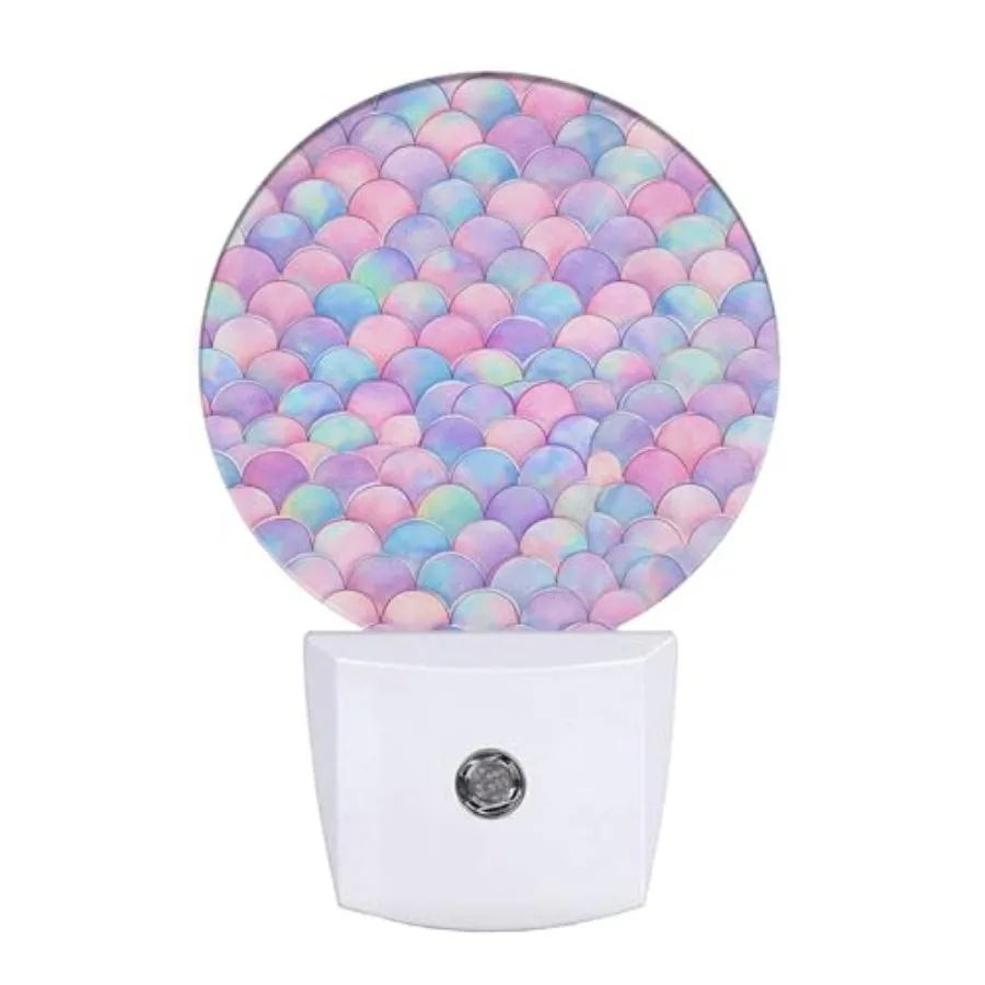 

Pink Mermaid Fish Scales Night Lights Plug into Wall Dusk to Dawn LED Lighting Auto Sensor 0.5W for Bedroom Bathroom Hallway Li