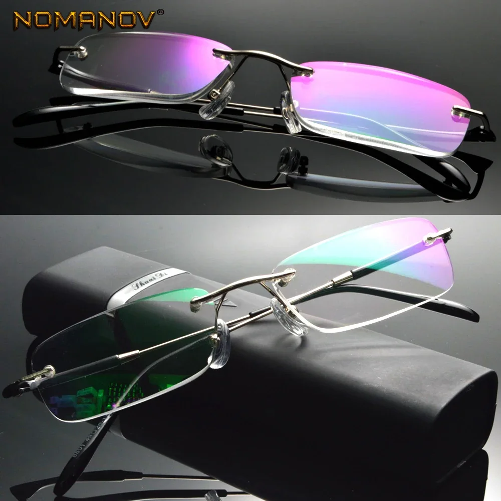 

Anti blue light Coated Lenses Business Rimless Frameless Ultra-light Portable Reading Glasses + Box +0.75 +1 +1.5 +1.75 +2 To +4