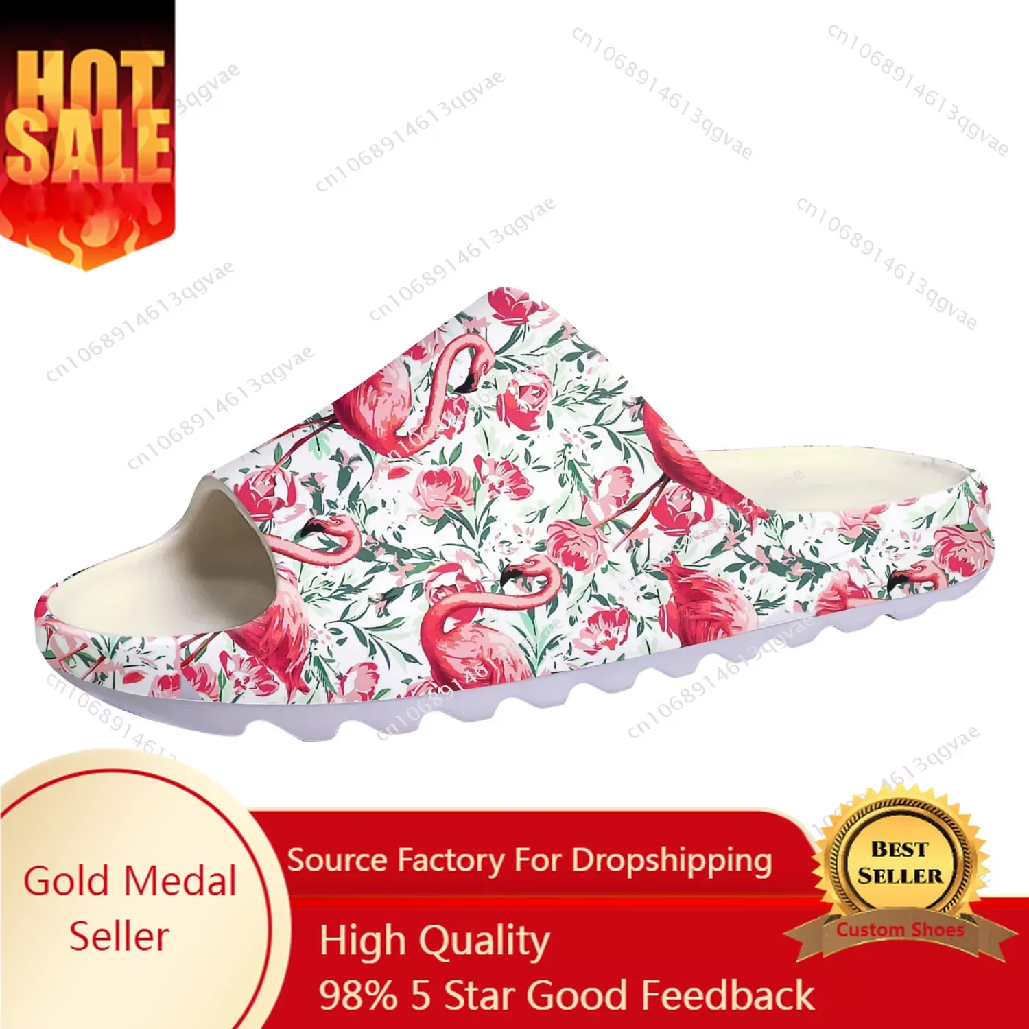 

Flamingo Printed Soft Sole Sllipers Home Clogs Customized Water Shoes Mens Womens Teenager Stepping On Shit Bathroom sandals