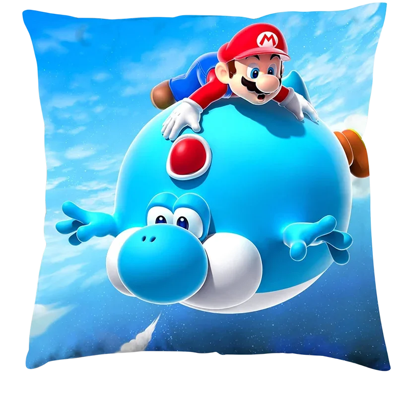 45*45cm Super Mario Bros Kissen bezug Anime Kissen bezug Cartoon Mario Luigi Yoshi Bowser Wario Figuren Home Druck Kissen bezug