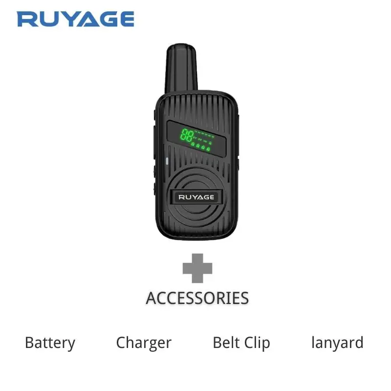 Ruyage L1 2Pcs Mini Walkie Talkie Rechargeable Walkie-Talkies PMR446 Long Range Portable Two-way Radio For Hunting