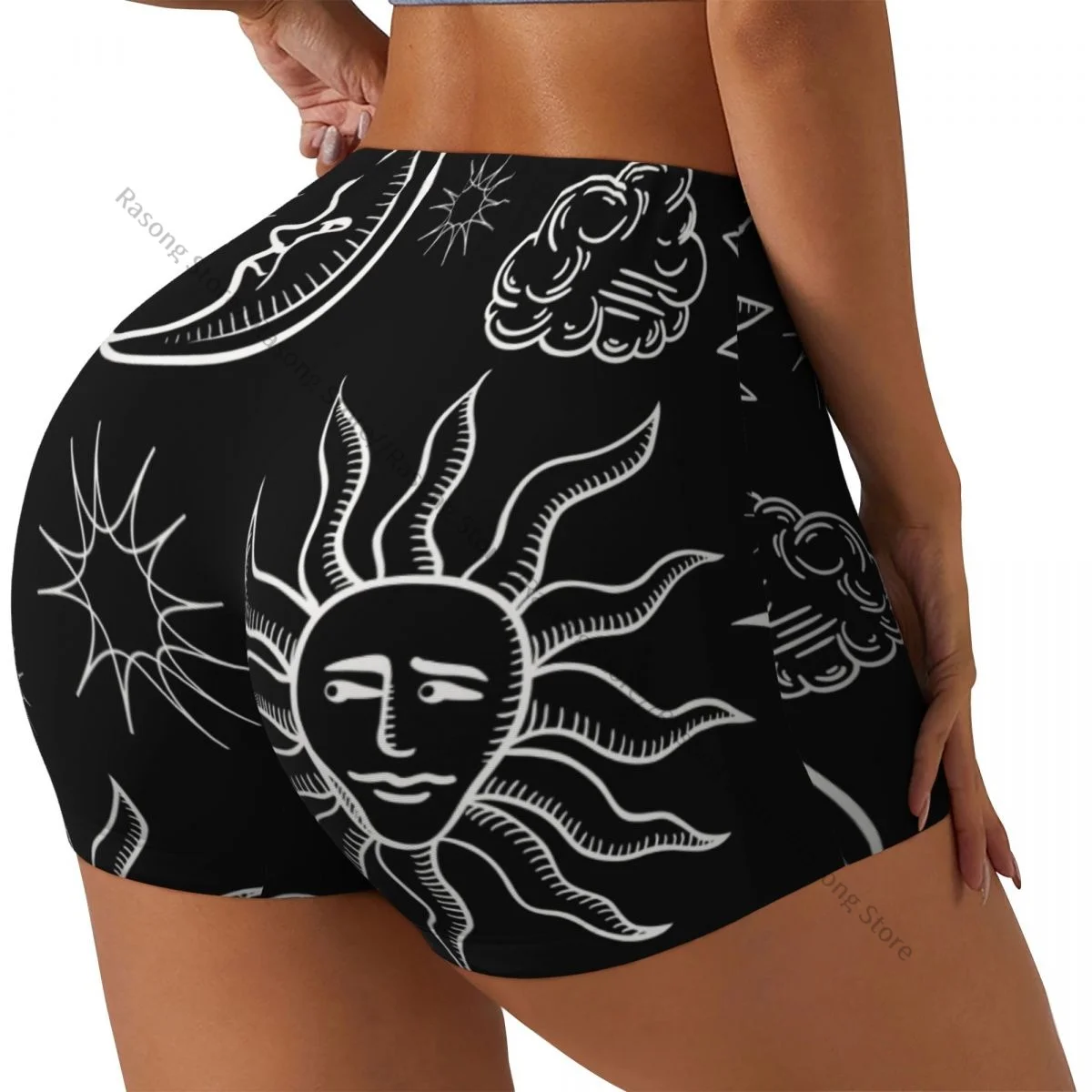 

Spandex Yoga Shorts for Women Sun And Moon Workout Booty Shorts