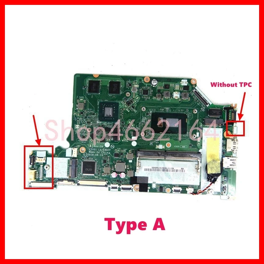 Imagem -04 - Placa-mãe para Acer Aspire La-e892p A51551g A615-51g A315-53g Placa-mãe com Cpu i3 i5 i7 A517-51g Gpu 0g Ram 4g