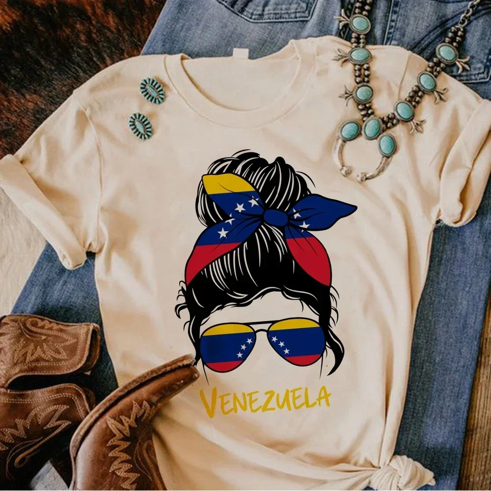 Venezuela Tshirt Women Summer T-shirts Girl Japanese Clothing Athleisure Comfortable Graphic Tee Blend