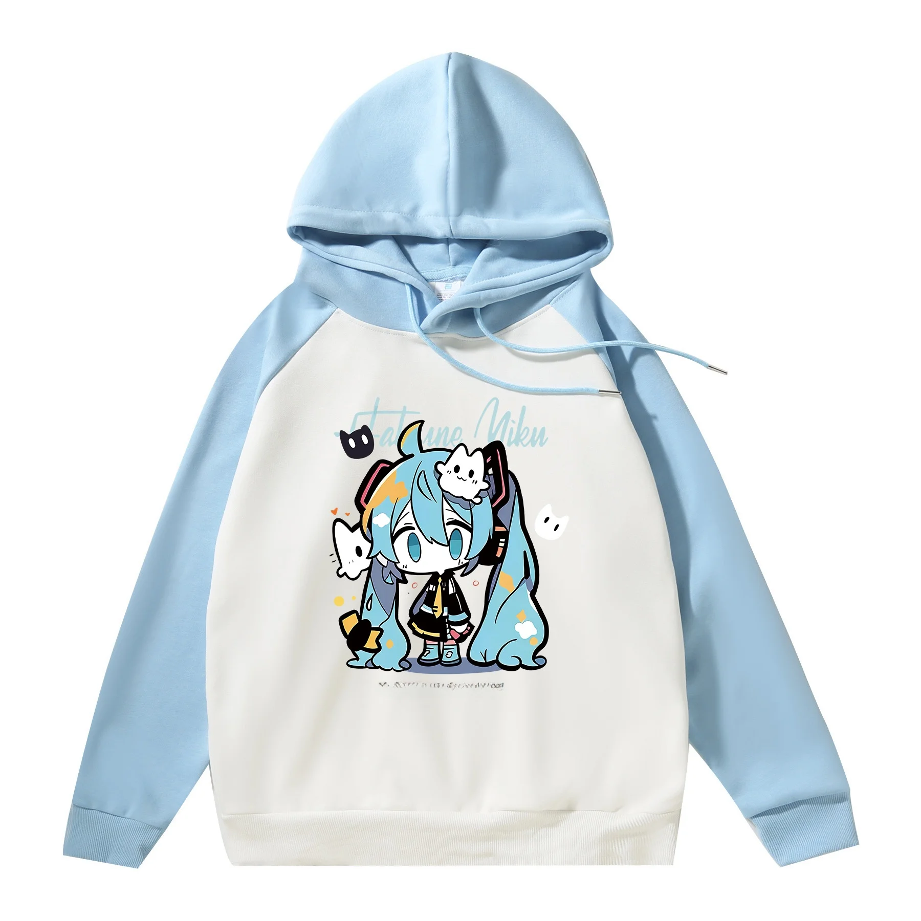 カラーブロックパーカー-レディース-春秋冬-新デザイン-未来ボーカロイド-初音ミク-ニッチトップ-ショルダースリーブインサート