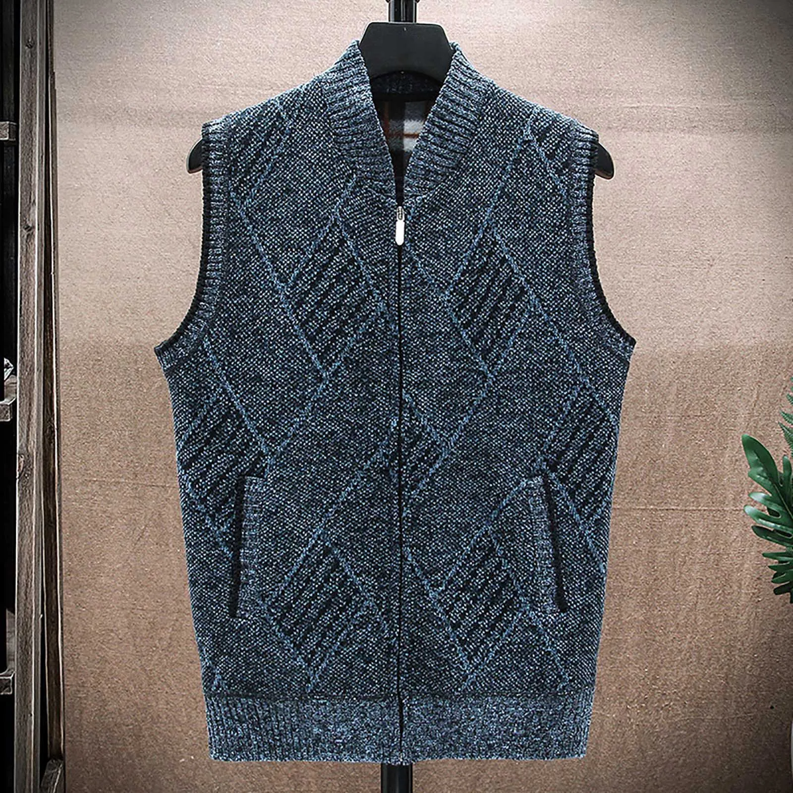 

Autumn and Winter New Men's Padded Sweater Bottoming Shirt Jacket Fashion Casual Collar Knitted Cardigan Waist Casual Waistcoat