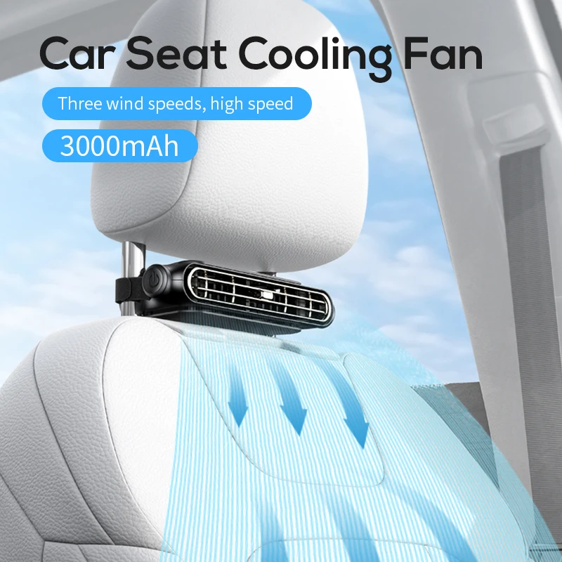 Yanace Car Seat Cooling Fan 3-Speed USB Portable Blower with 3000mAh Battery  Fast Delivery Essential Auto Accessory