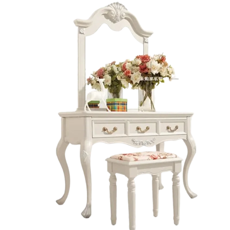 White Stool Dresser Eithe Drawers Girl Nordic Luxury Storage Dressing Table Makeup Hotel Women Coiffeuse Nordic Home Furniture