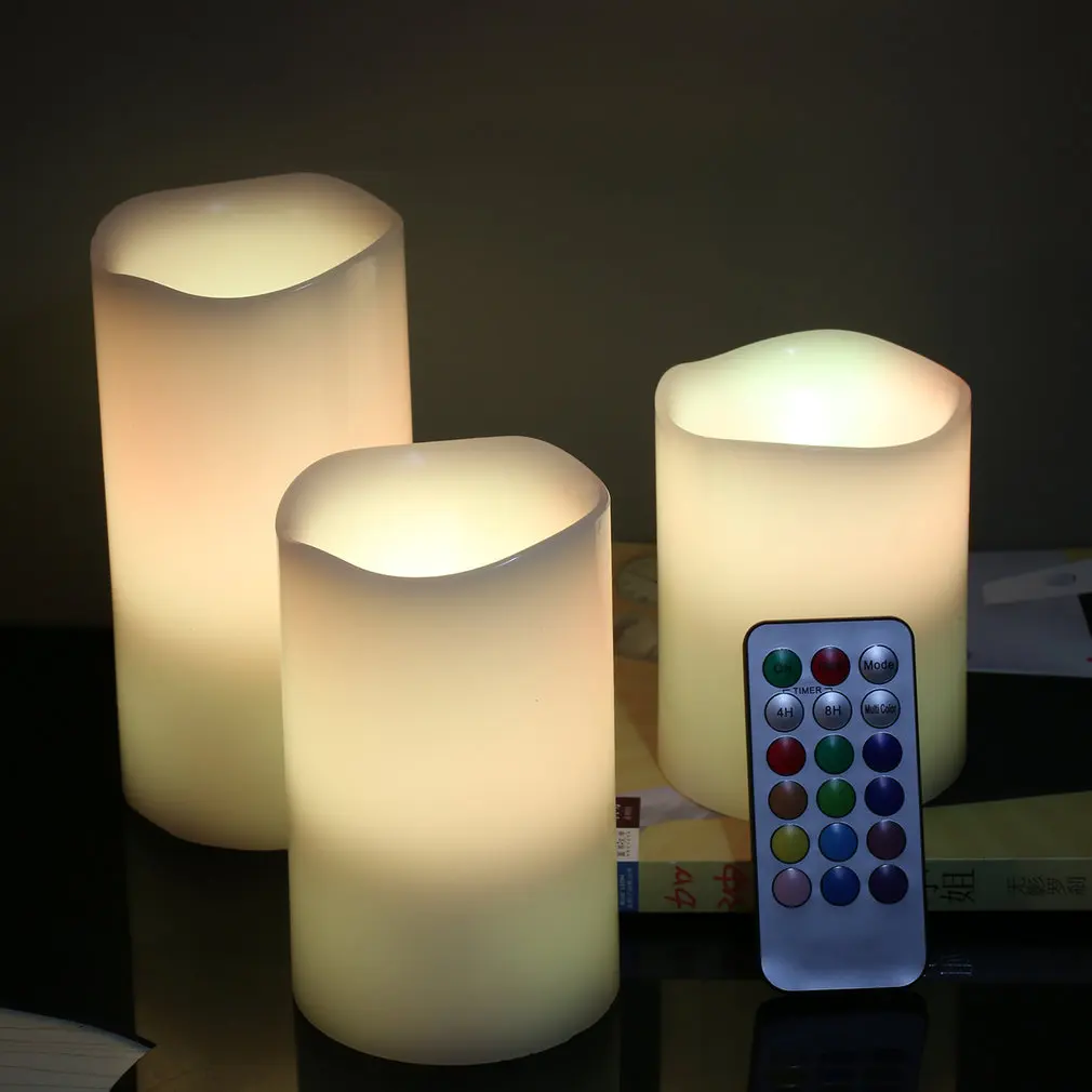 Wireless Remote Control Paraffin Candle Operated LED Flameless Candles 7x10cm