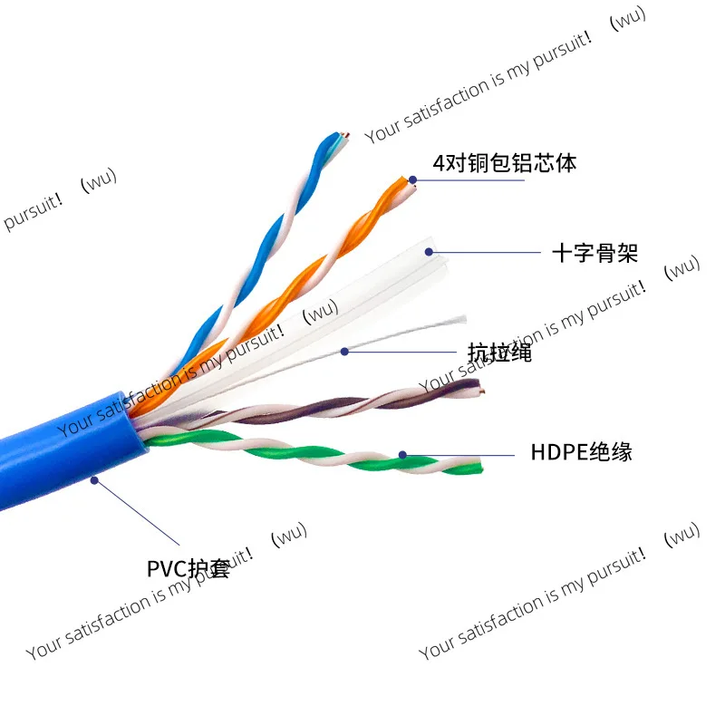 Super six unshielded network cable for monitoring poe power supply, copper clad aluminum CAT6e network communication network
