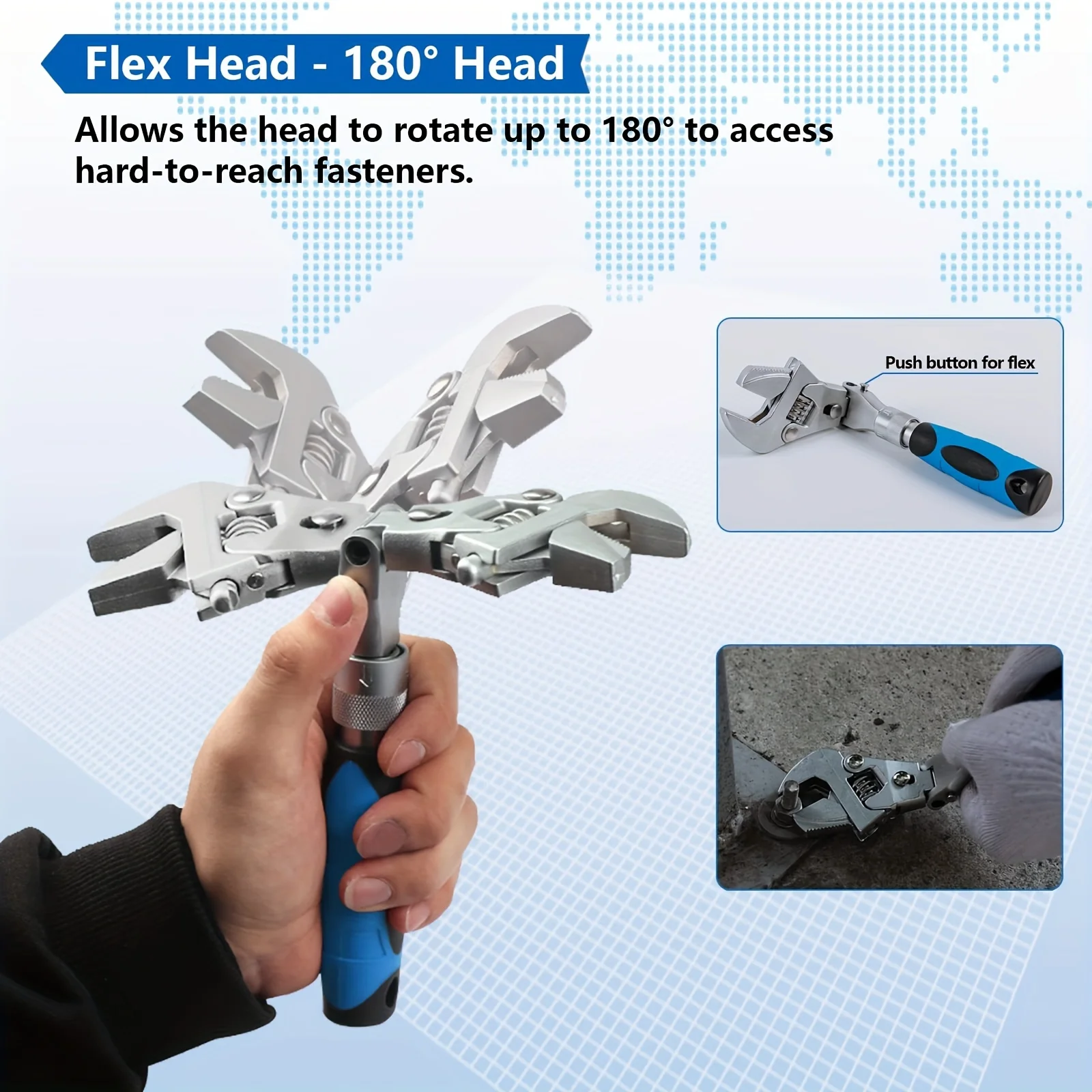 Ratcheting Wrench Adjustable Crescent Wrenches 180° Folding Adjustable Torque Wrench With Rotating Head 5 In 1 10