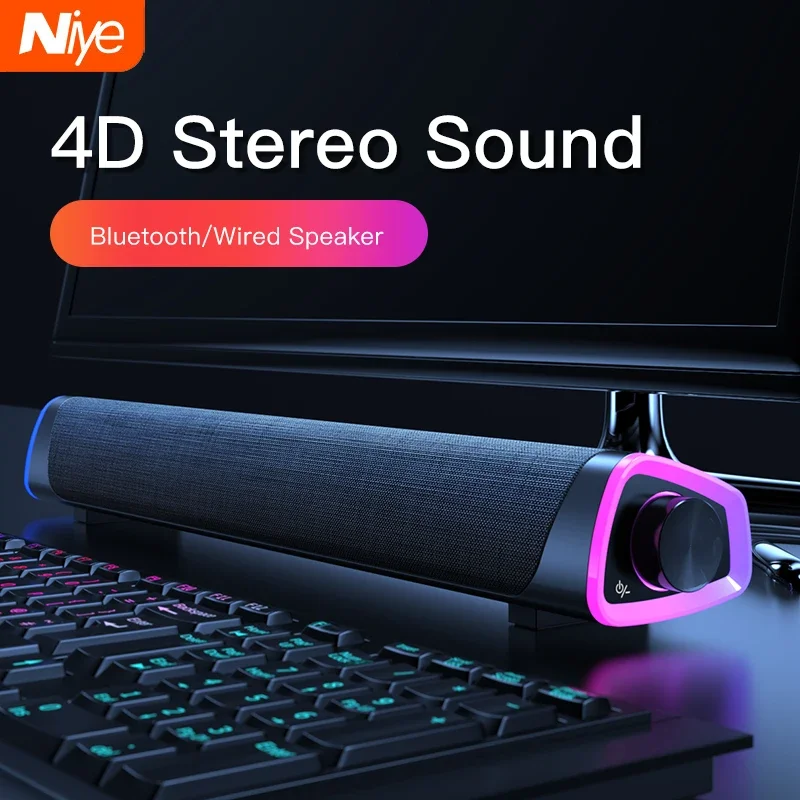 

4D Computer Speaker Bar Stereo Sound Subwoofer Bluetooth Speaker For Macbook Laptop Notebook PC Music Player Wired Loudspeaker