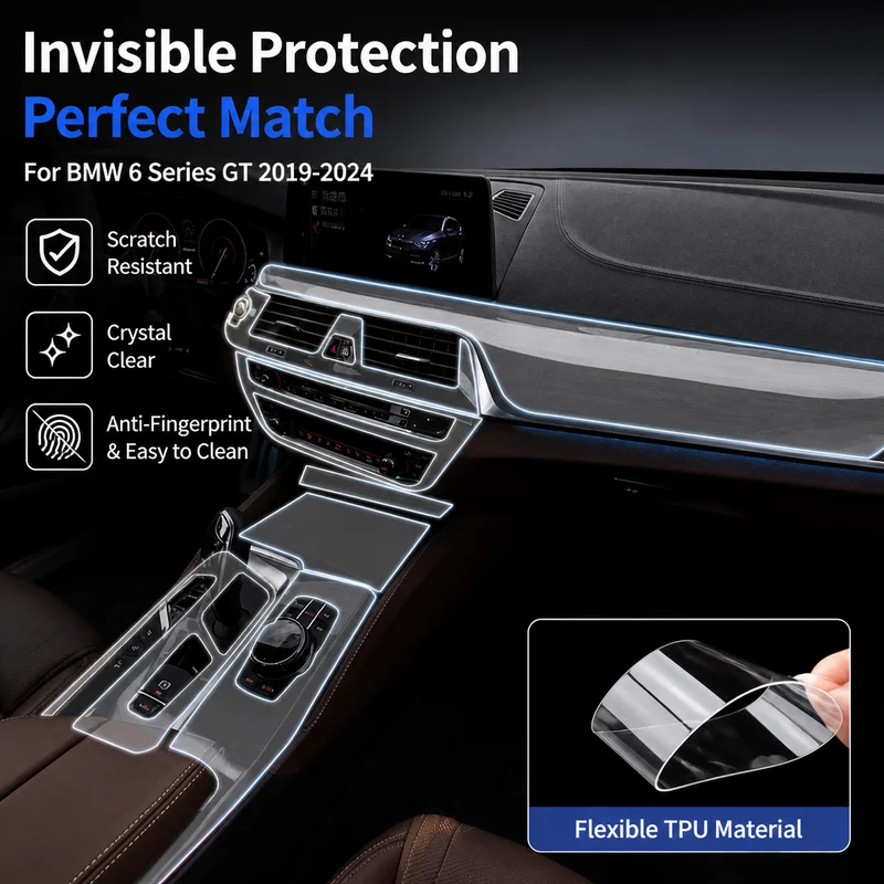 For BMW 6 Series GT 2019-2024 Dedicated Screen Center Console Transparent TPU Protective Film Car Modification Trim