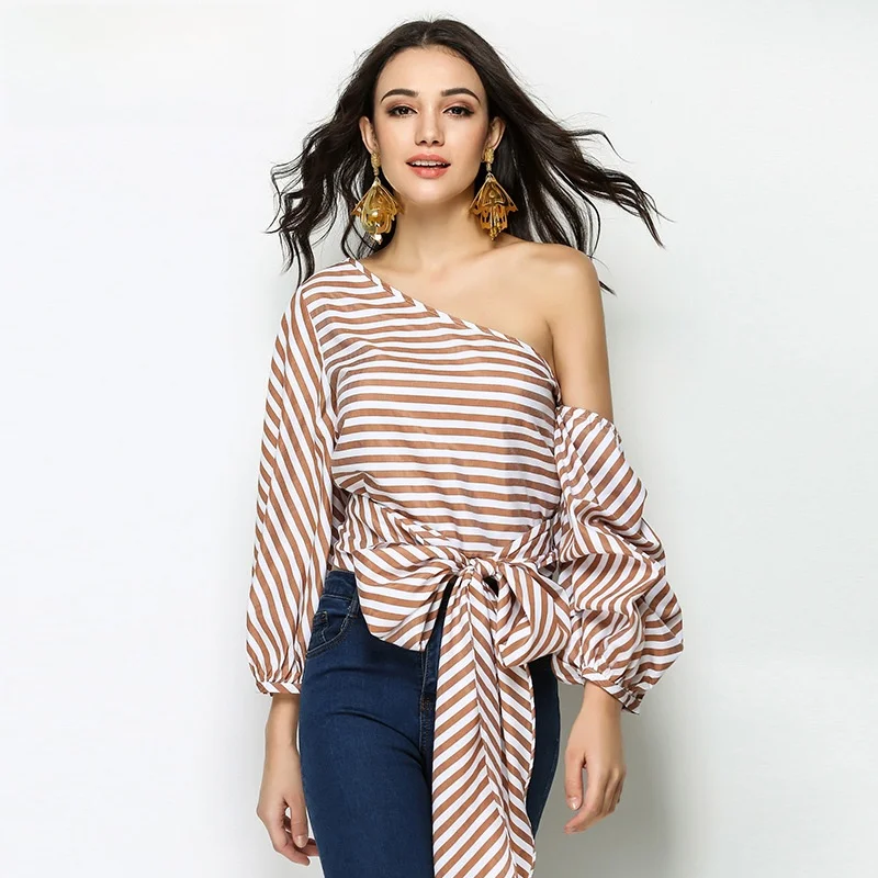 

Fall 2025 Vintage Court Sle Long Sve Striped irt Women's Ele Design Sensation Small ence Oblique oulder