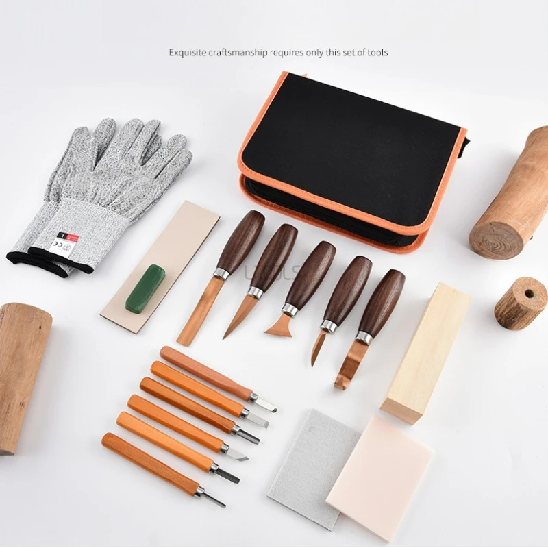 

Multi-purpose 18pcs Woodworking Carving Knife Set Professional Wood File Spoon Engraving Knife DIY Hand Tools Kit for Beginners