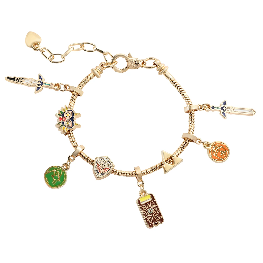 The Legend Charm Bracelet Master Sword Triforce Majora's Mask Pendant Snake Chain Adjustable Bracelet Game Fans Jewelry Gifts