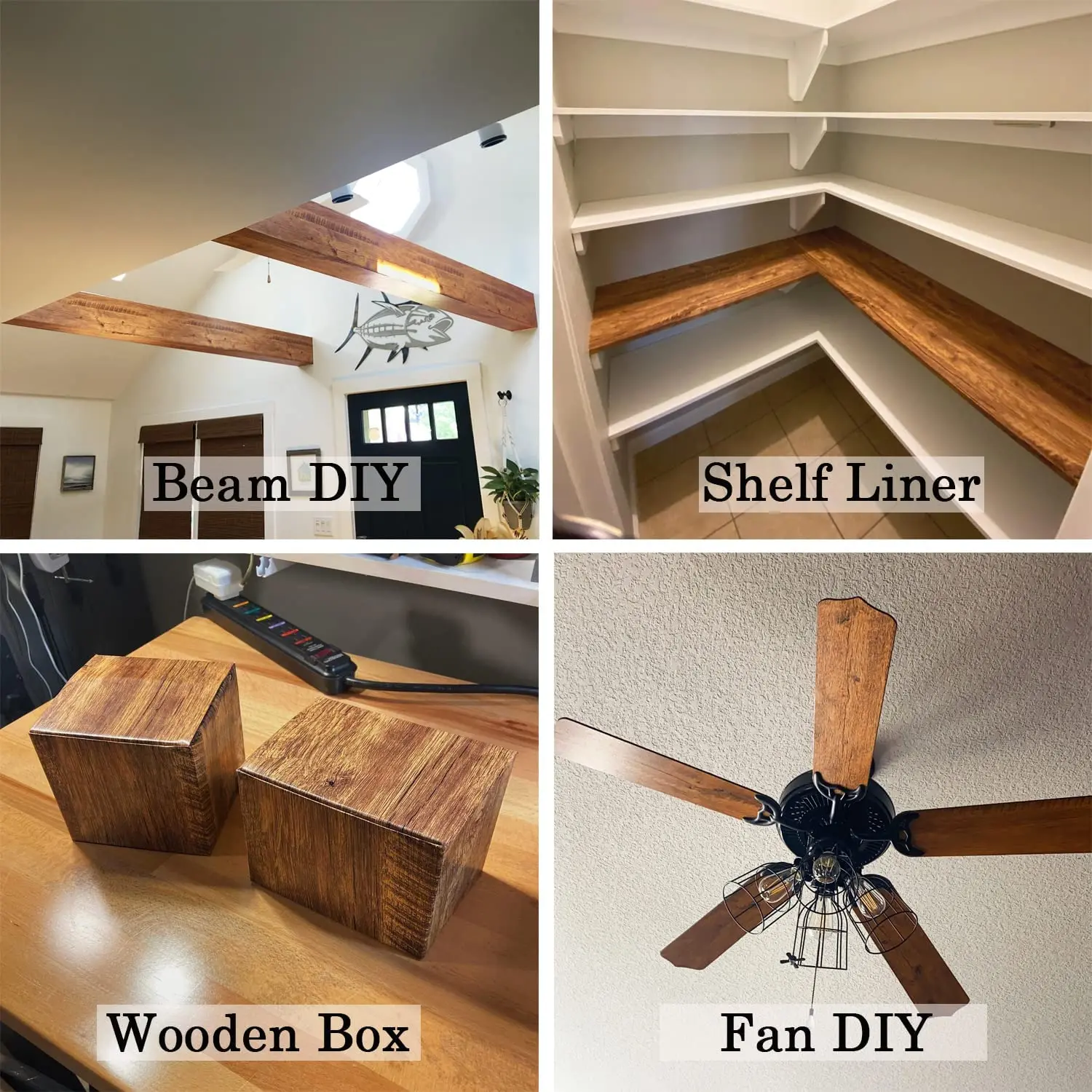55 cm breite, selbstklebende Vinyl-Tapete mit Holzmaserung – wasserfeste Heimdekor-Aufkleber für Tür, Kleiderschrank, Schrank, Tisch, Möbel – Detail 13