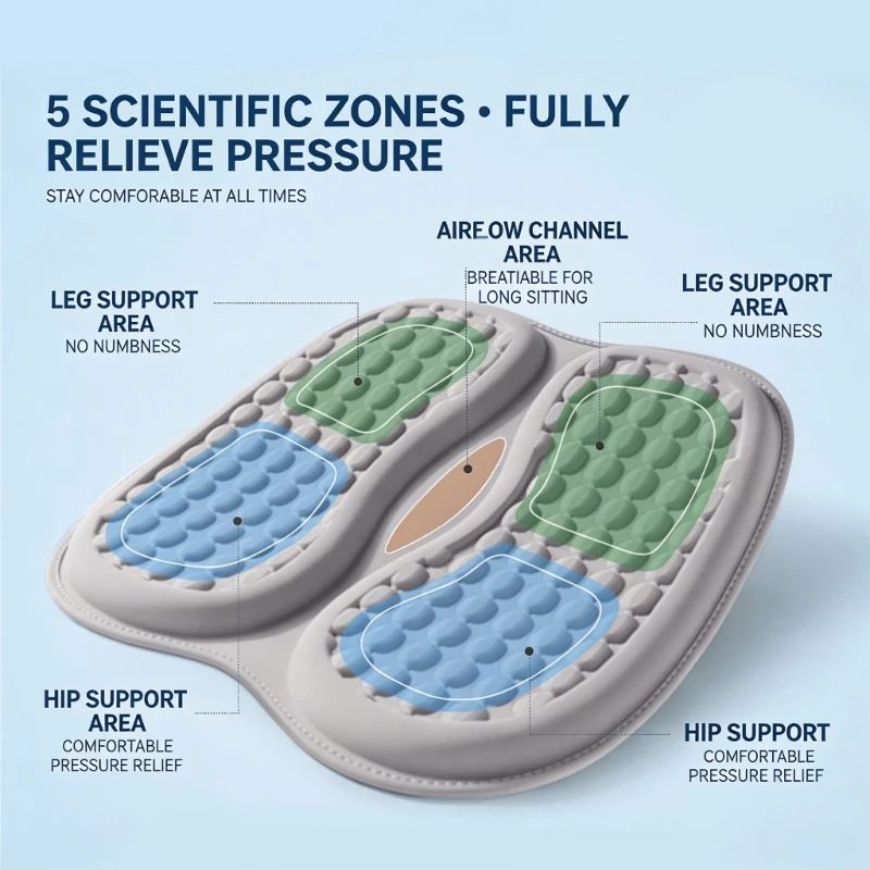 Pad for Car and Office Chair, Molded Cushion with Center Channel and Bubble-Top Texture for Daily Use H9EE