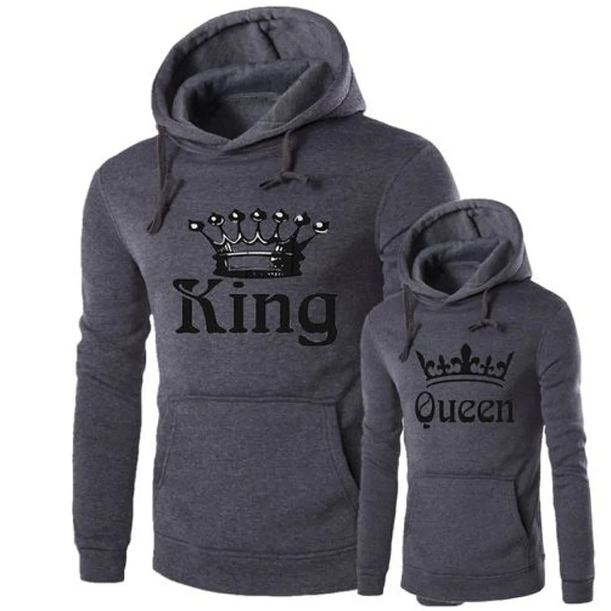 Couples Sweatshirt Print King Queen Hooded New Fashion Casual Hoodies Pullover Hoodies Spring Winter Tops Men/Women Clothing