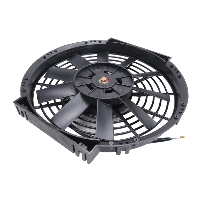 10 Inch 12V 80W 2100Rpm Universal Straight Black Blade Electric Cooling Radiator Tank Fan Mounting Kit