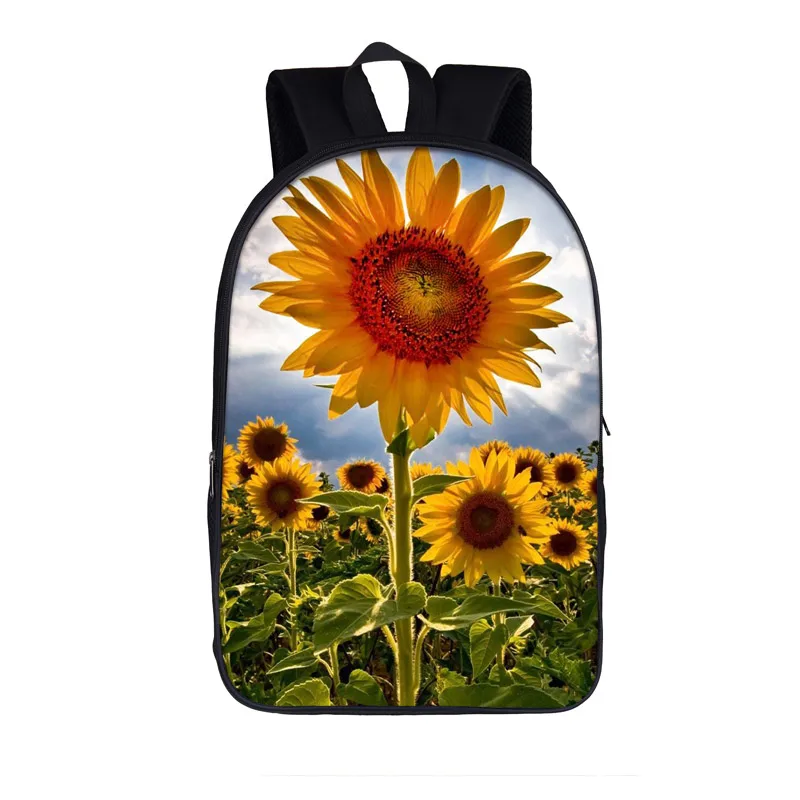 Mochila de girassóis flores amarelas, mochilas escolares para meninas adolescentes, sacos de viagem para criança, 16 polegadas, mochila para laptop, melhor presente