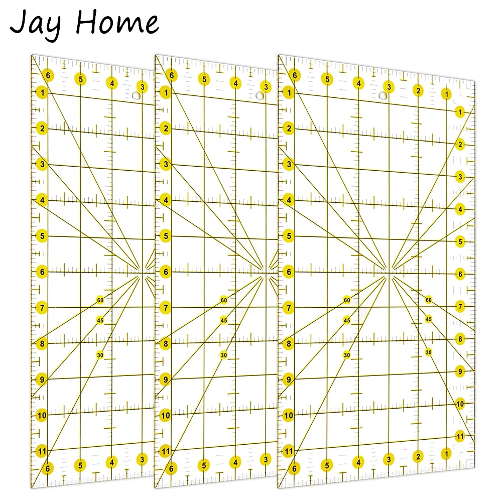 アクリル縫製定規,6x12インチ,生地切断定規,滑り止めの表面を備えた日曜大工の定規