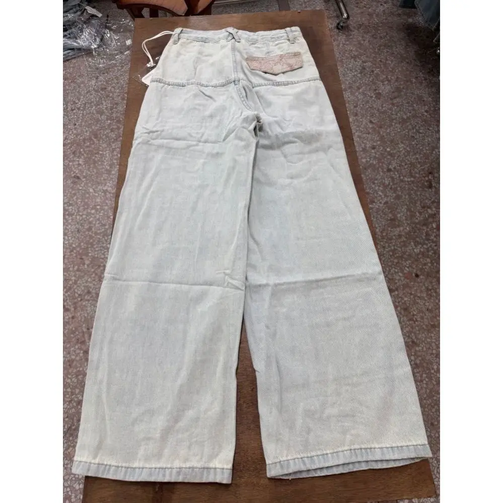 2026 Retro New Lace Jeans Lace Pockets Floor-mopping Trousers Tube Pants