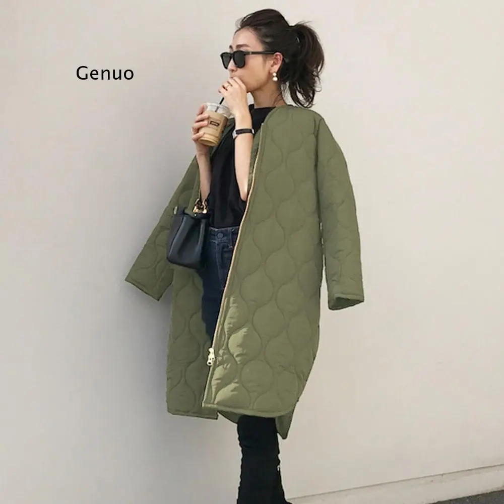 

Cotton Padded Jacket Warm Winter Women Outerwear Tops Fashion Casual Female Long Coats Zipper Long Sleeve Overcoats Parka