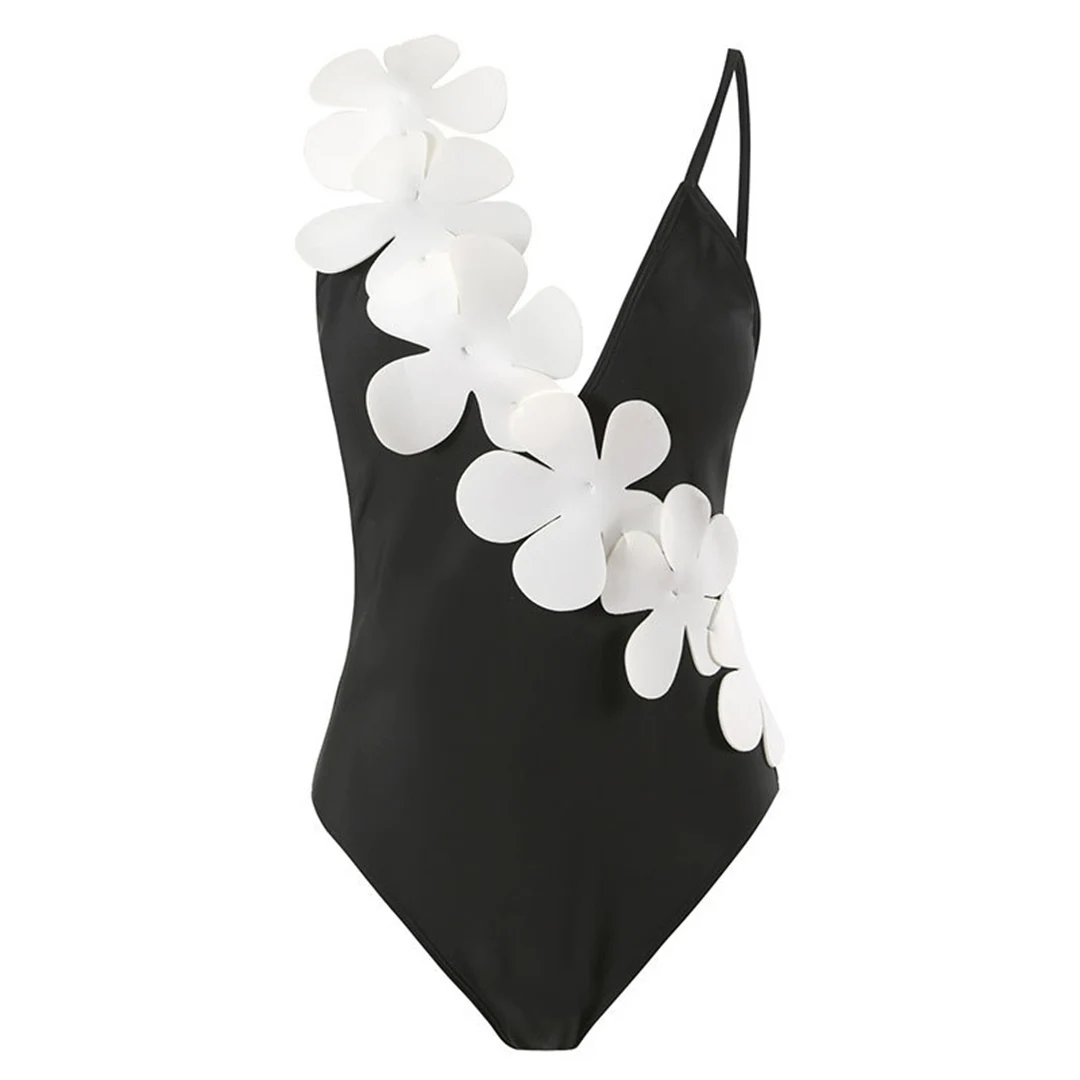 S - XL Sexy mit Sarong, 3D-Blumenmuster, tiefes V-Ausschnitt, hoch geschnitten, Damen-Badeanzug, einteiliger Badeanzug, Damen-Badebekleidung, Badeanzug, Modell V5035 – Detail 15