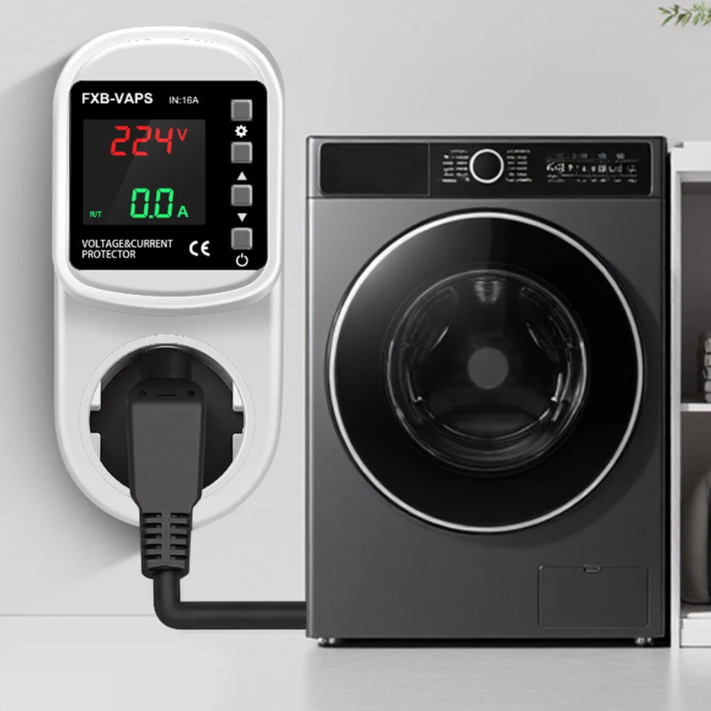 16A Digital Protector Socket with Adjustable Thresholds for Over Under Voltage and Overcurrent European Standard Design
