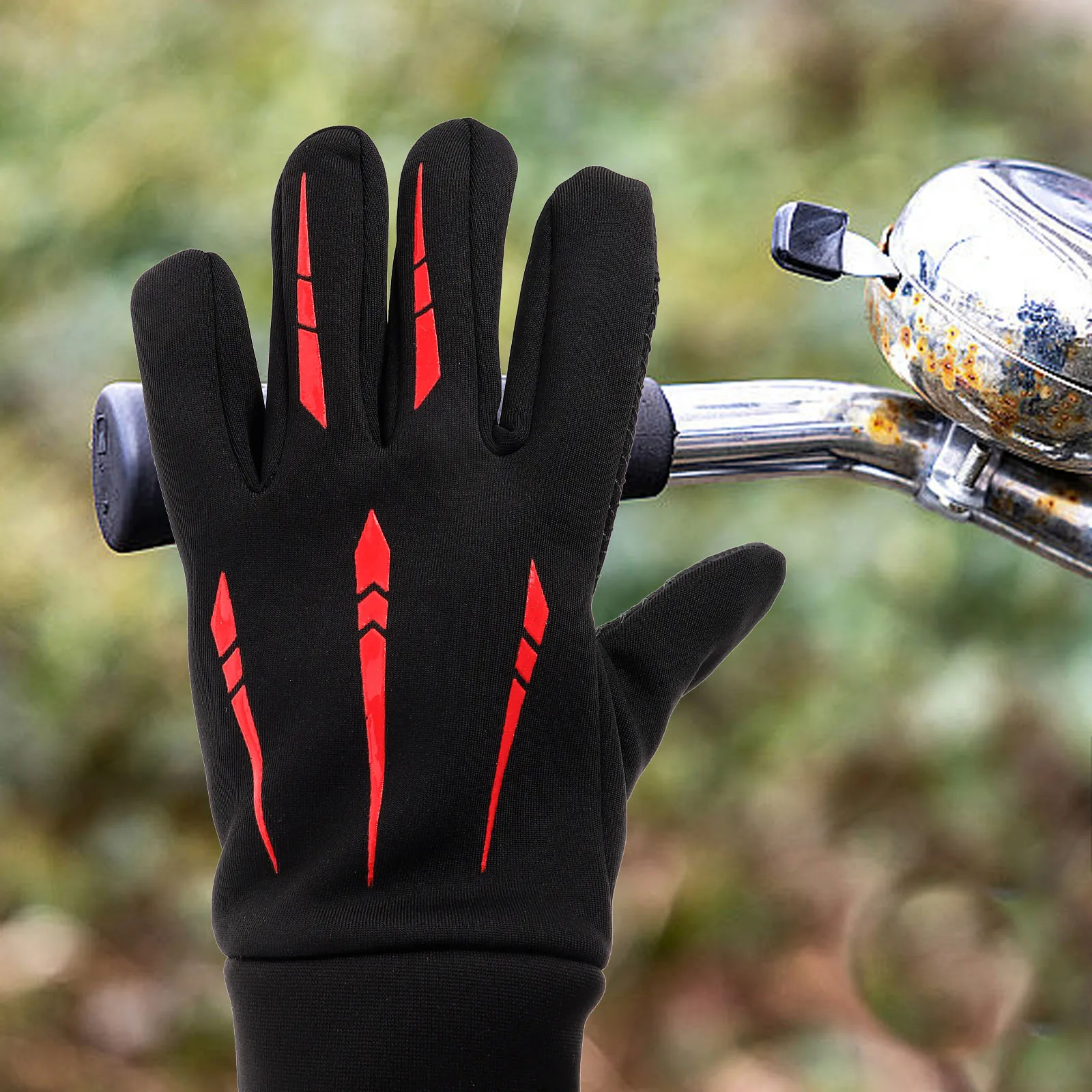 

Winter Motorcycle Full Finger Touchscreen Red One Size Windproof Waterproof Cycling Riding Gloves for Men Bikers Bike Mittens