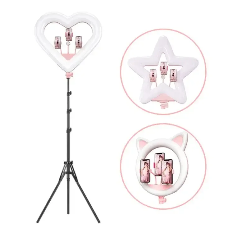 Photography Lighting Heart Shaped Ring Light for  3200k-5500k Dimmable Led Selfie Ring Light With Tripod For Live