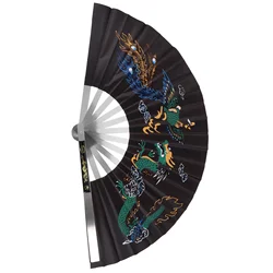 Dragon and Phoenix Peony Fan Lace Hand Held Metal Dancing Stainless Steel Silk Cloth Traditional Baby Miss Chinese Style