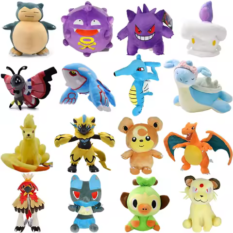 26 Styles Pokemon Gengar Snorlax Charizard Lapras Koffing Zeraora Plush Toys Cute Dialga Kyogre Ninetales Horsea Peluche Dolls