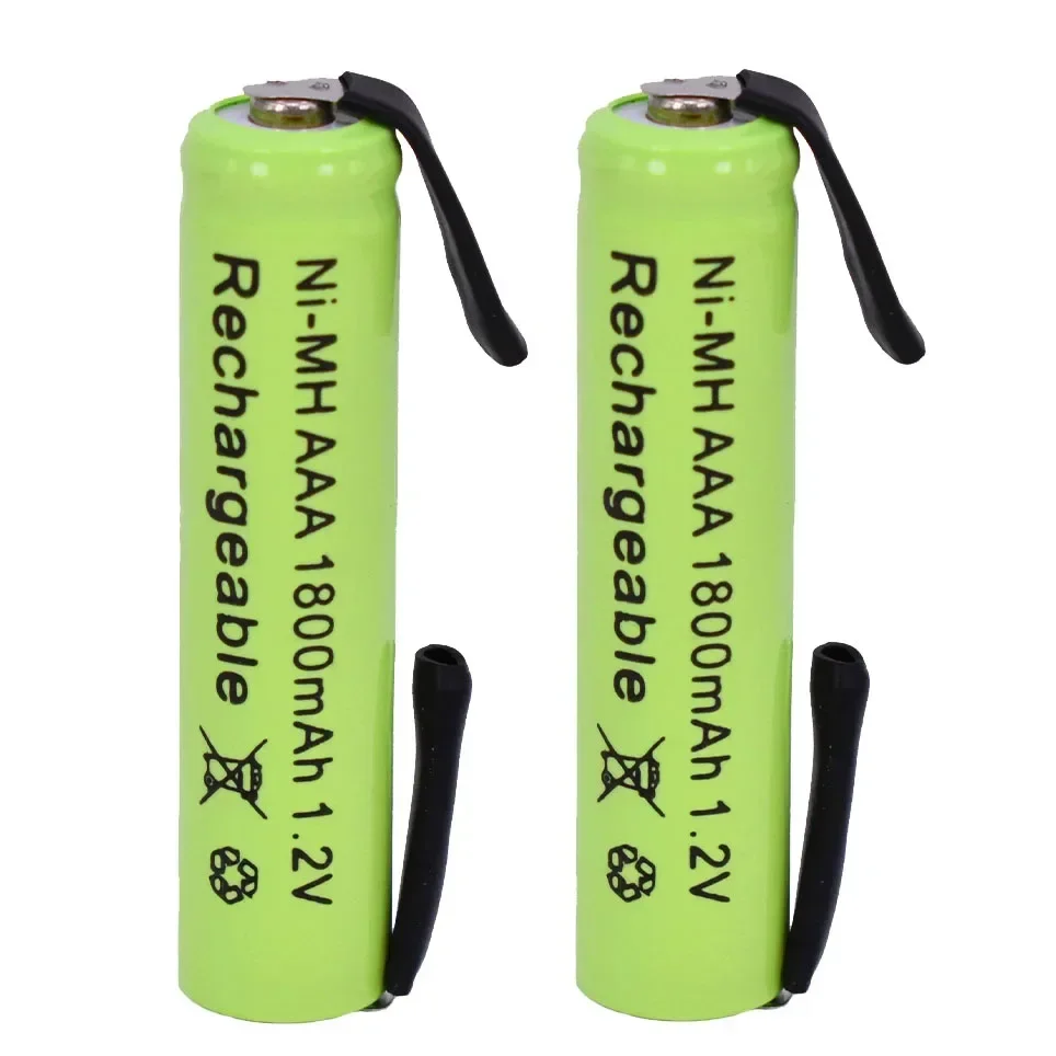 1.2V 1800mAh แบตเตอรี่แบบชาร์จไฟได้เซลล์ NI-MH AAA พร้อมประสานแท็บสำหรับ Philips Braun เครื่องโกนหนวดไฟฟ้ามีดโกนแปรงสีฟัน